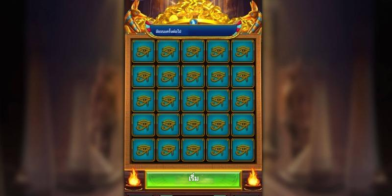 หน้าจอเกมสล็อตบนอุปกรณ์มือถือพร้อมรีลและปุ่มควบคุม
